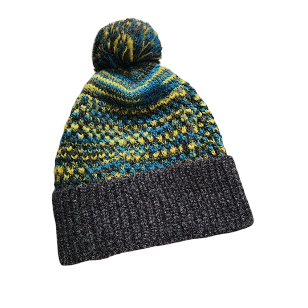 SHUPACA Alpaca Beanie knit‎ 100% alpaca winter hat grey green OS Adult